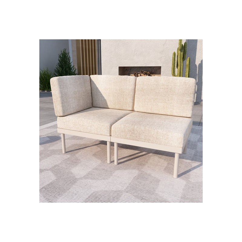 128cm Wide Straight Aluminum Patio Sofa with Cushions