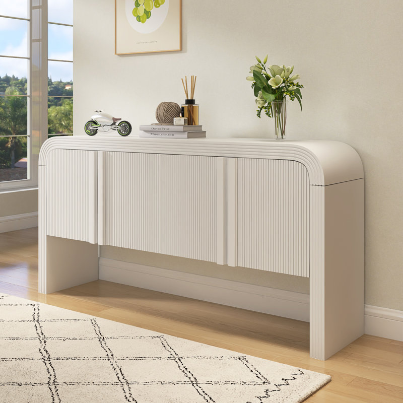 Armoire de rangement rayée avec 4 portes, Blanc