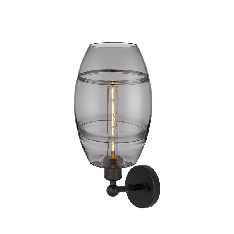 Applique murale en acier Bettylou, Gris fumée clair, H 12,13 po x l 8 po x P 8,5 po, Noir mat