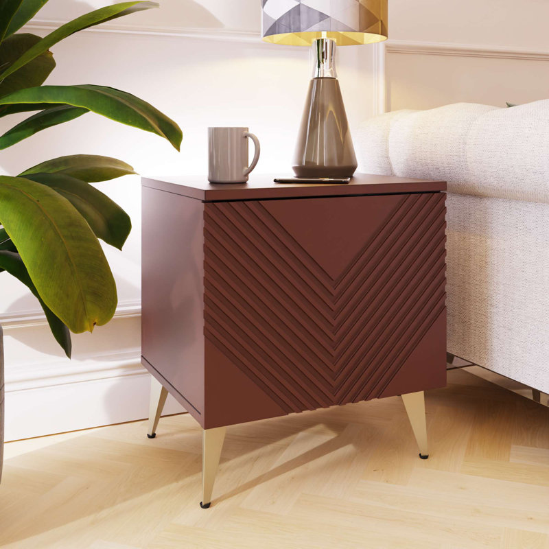 AVA Side Table with Storage , Red