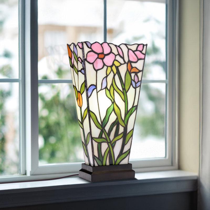 15.5"H Yara Multi Colored Stained Glass Vase-Shaped Table Lamp