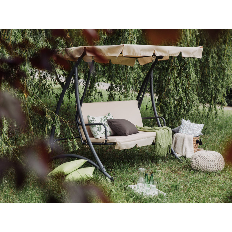 3 Person Porch Swing with Canopy, Beige
