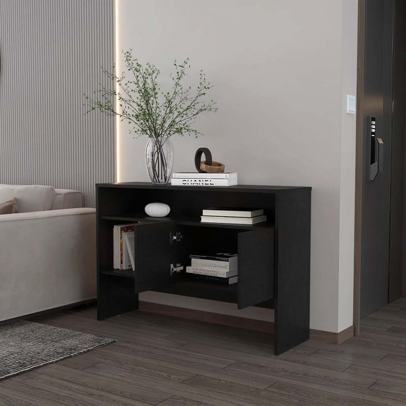 Console noire avec deux portes, Noir