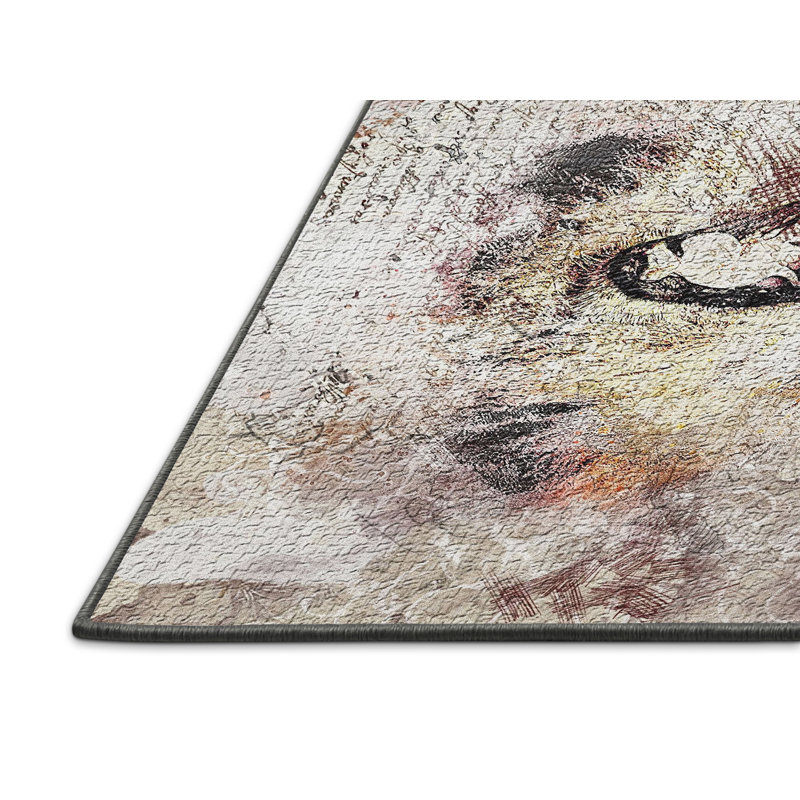 Tapis à aire beige lion, Rectangle 4 pi x 6 pi