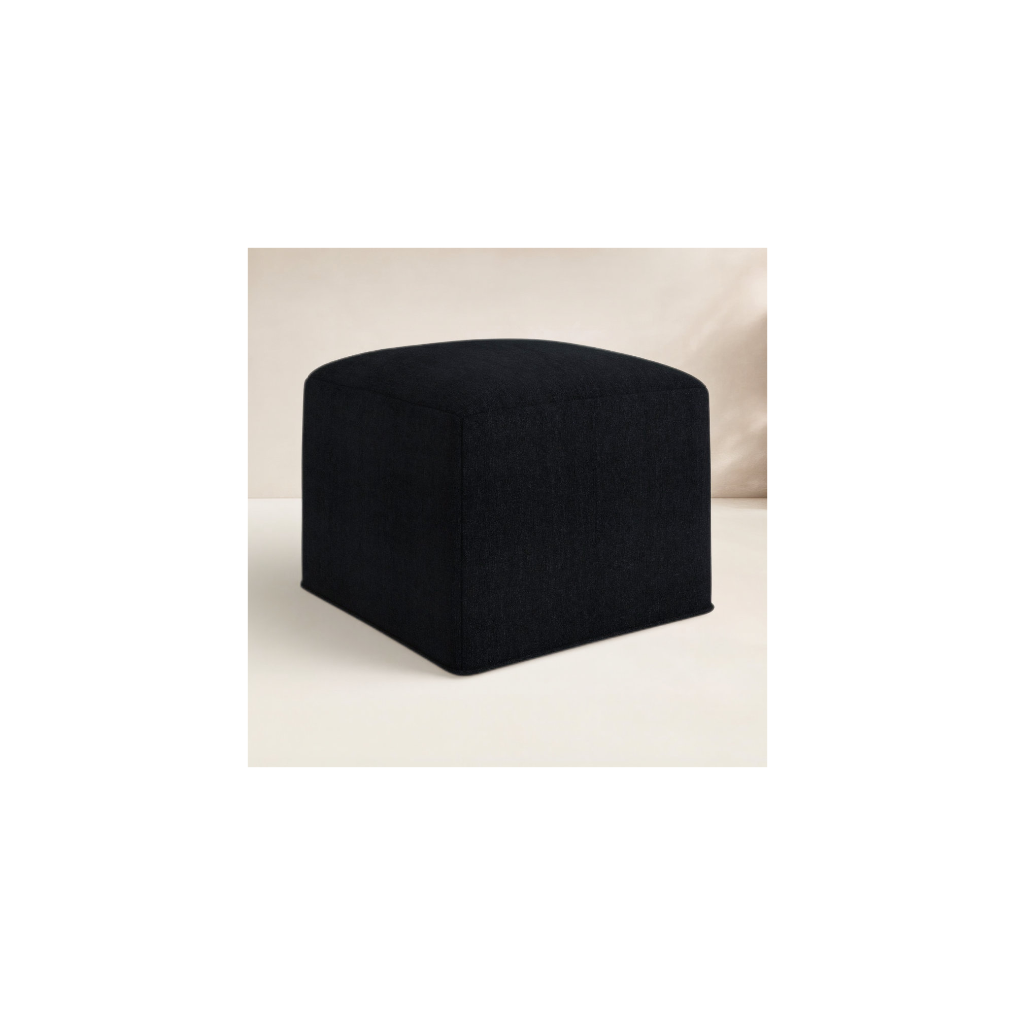 Praia Sunbrella® Upholstered 22" Ottoman, Canvas Black Sunbrella® Canvas