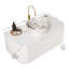 Meuble-lavabo moderne flottant avec lavabo, céramique blanche et pierre frittée