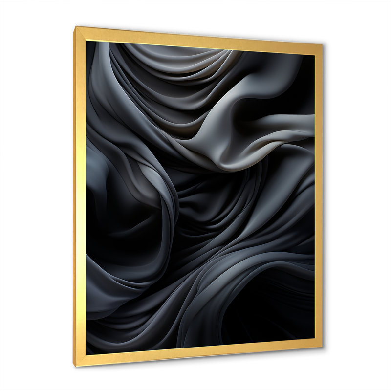 Gris apaisant, ombres II, art mural abstrait, H 44 po x l 34 po x P 1,5 po, Cadre doré simple