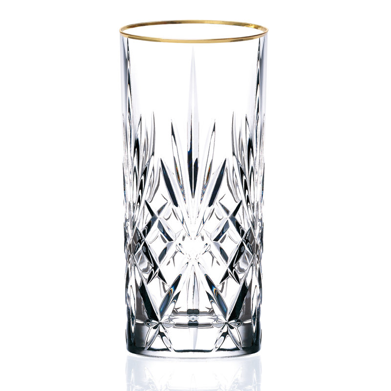 Siena 11oz Crystal Highball Glass Set with Gold Band