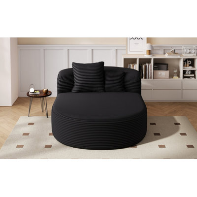 Canapé moderne sans méridienne 51,6 po avec deux coussins de soutien pour le salon, noir