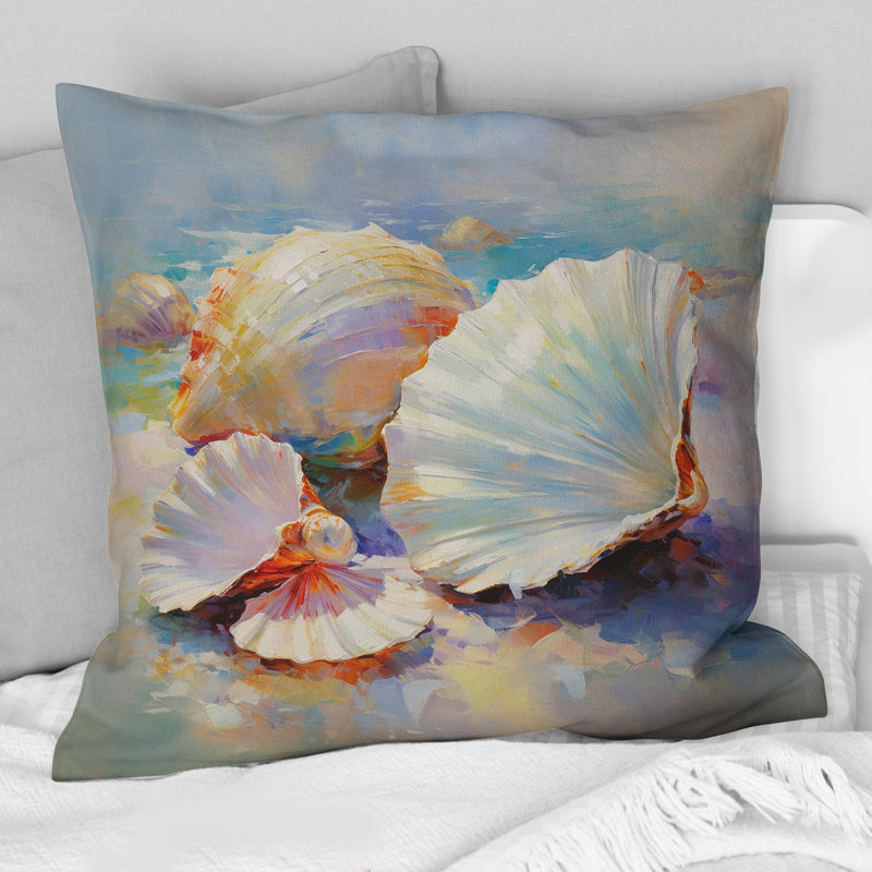 Coussin White Impressionist Seashells I - Seashell