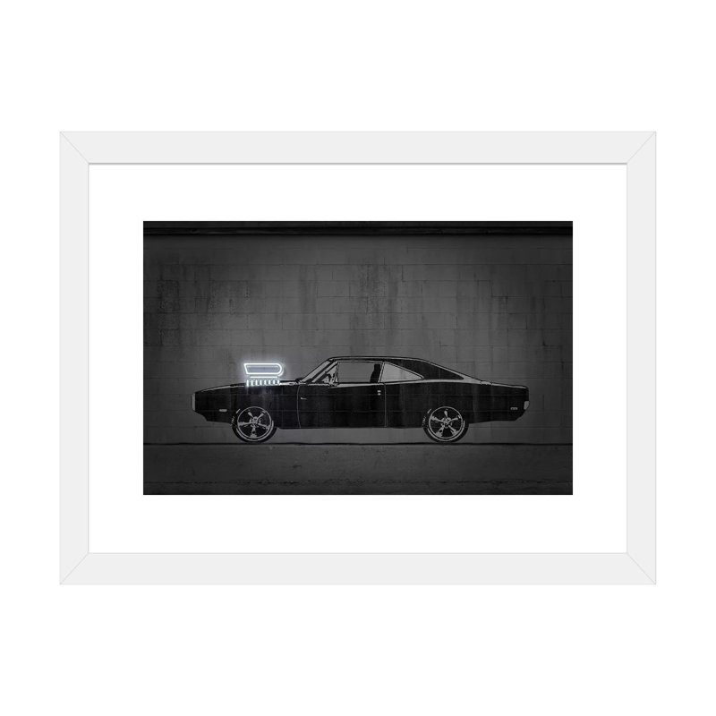 Impression d’art graphique « charger » par octave Mielu, Papier encadré blanc, Blanc, H 16 po x l 24 po x P 1 po