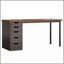 Bureau d'ordinateur de 47 pouces avec 5 tiroirs et armoire réversible, brun rustique et noir, idéal pour les petits bureaux à domicile et les zones d'étude