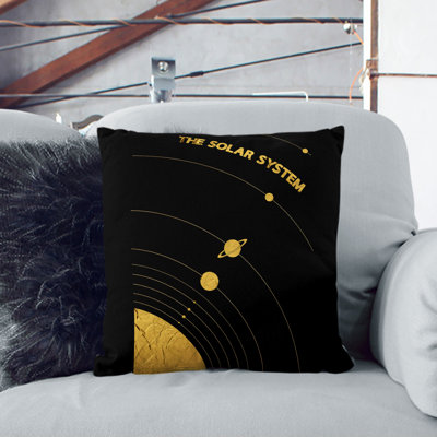 The Solar System in Gold Scatter Cushion