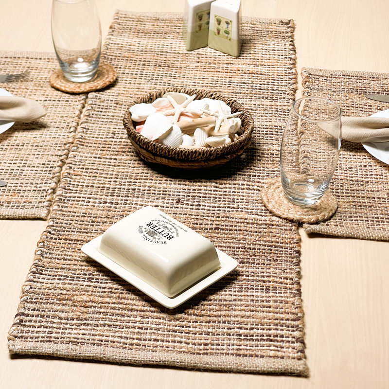 Chemin de table Pingham, 36 po x 13 po, Beige/brun