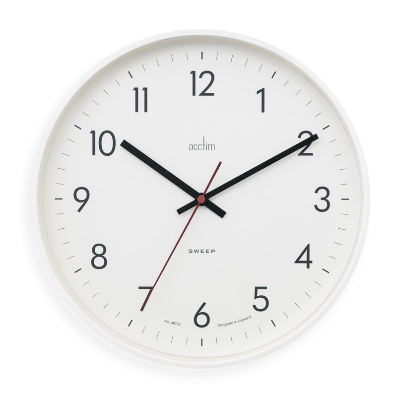 Acctim Non-Ticking Sweep Sleek Wall Clock, White