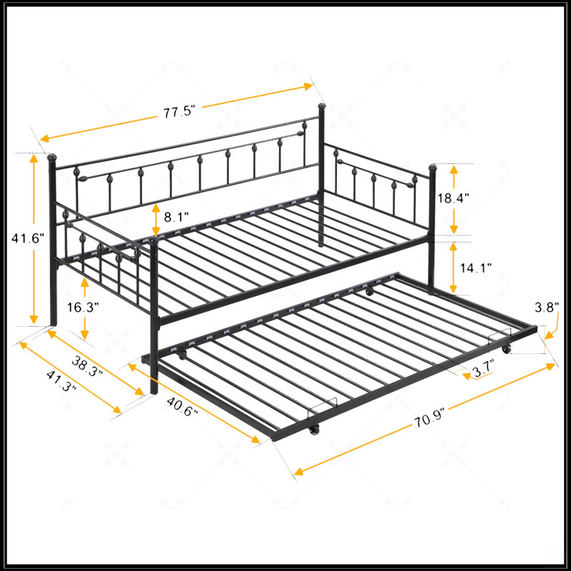 Daybed With Trundle  BLACK