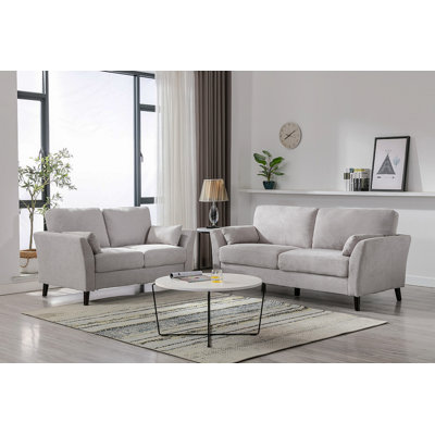 Ensemble de canapé-lit en tissu tissé gris clair Damian