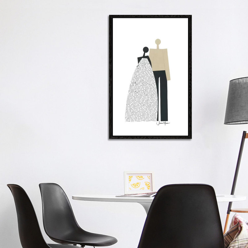 Biracial Wedding Couple In Black And White by LouLouArtStudio - Print on Canvas, 101.6cm H x 66.04cm W x 3.81cm D