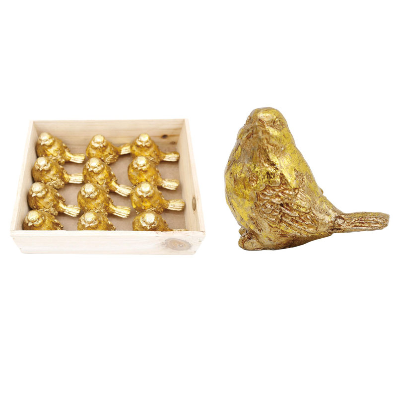  Resin Gold Birds In Crate S/12 Home Decorations Spring