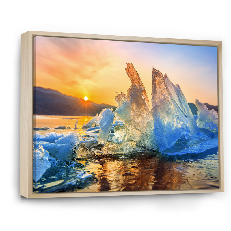 " Alaskan Mini Iceberg ", 16" H x 32" W x 1" D, Natural Floater Framed