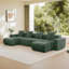 Canapé modulaire en U à 4 places avec passepoil à bordure française, sans assemblage requis, canapé à 4 places avec coussins décoratifs et 2 repose-pieds mobiles, tissu de velours vert-1200414939