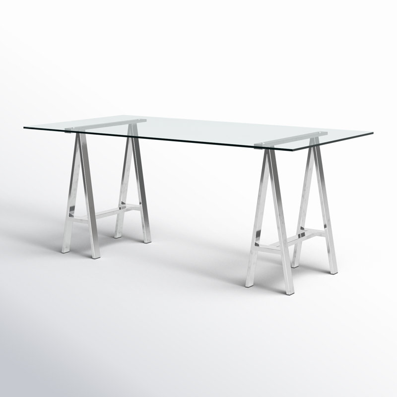 Brady Writing Desk, 30" H x 71" W x 36" D, Silver