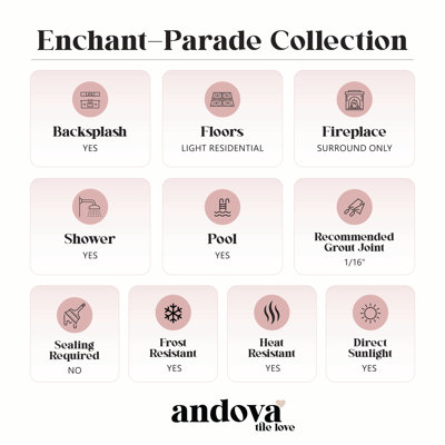 Enchant-Parade  4-in. x 12-in. Glass Subway Textured Polished Wall & Floor Tile