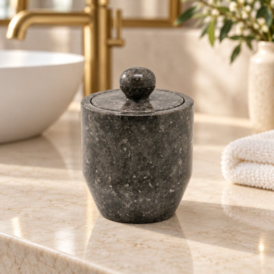 Organisateur de pot de rangement pour pot de salle de bain en marbre Natural Charcoal
