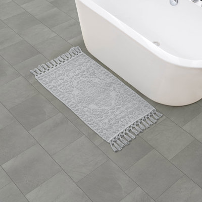 French Connection Nellore Fringe Machine Washable Cotton Bath Rug