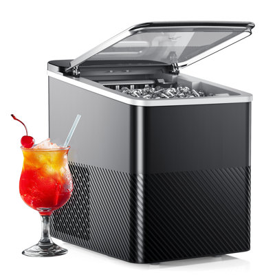  Machine à glaçons de comptoir avec poignée, machines à laver autonettoyantes, 26 lb / 24 h, 9 cubes de glace prêts en 6 minutes pour la maison / cuisine / bar / fête / camping