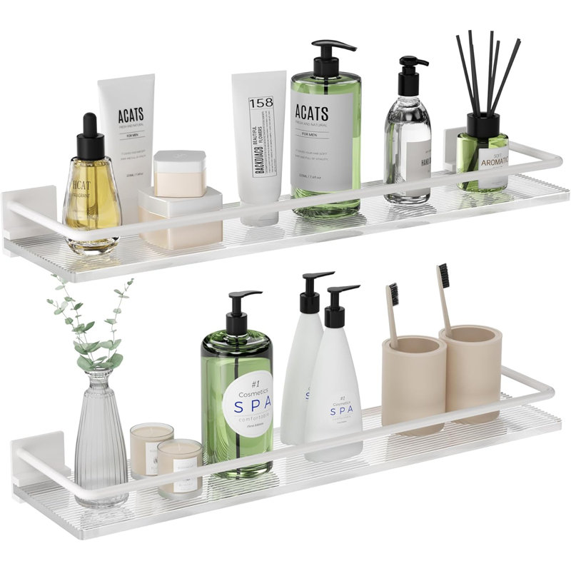 Ensemble de 2 tablettes flottantes en acrylique - Étagères de salle de bain murales pour articles de toilette, cuisine, salle de lavage, décor de maison de campagne - Solution de rangement durable et élégante