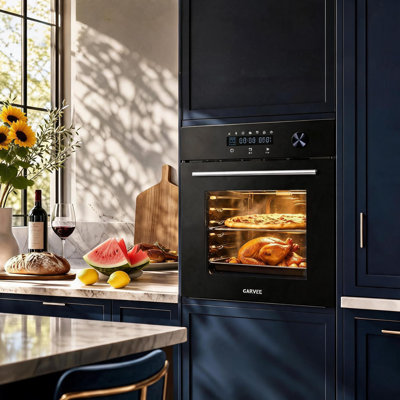 24 Inch Wall Oven Built-in Electric, 2.5 Cu.ft Capacity, 5 Cooking Functions, 3000W Power, Touch Control, Triple Layer Glass Door, Timer & Safety Lock, Easy Clean Interior