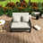 Double Chaise Lounge With Adjustable Back And Cushions-2104425022