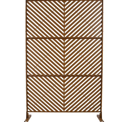 Outdoor & Indoor Metal Privacy Fence Ps113 - 76" H48" W, Brown For Deck, Patio, Balcony, Lawn, Garden Screen