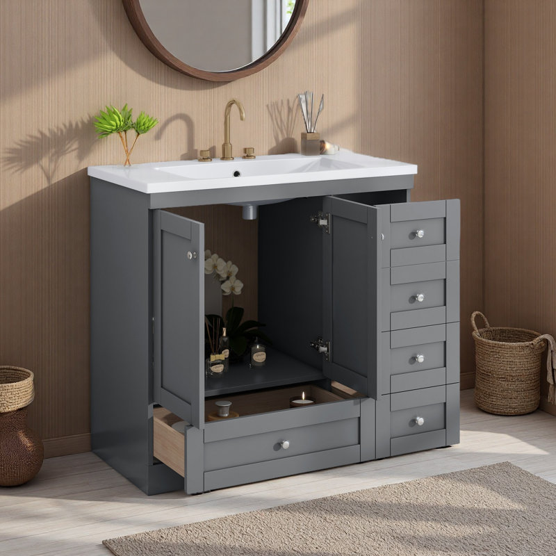Meuble-lavabo 36 po, Gris