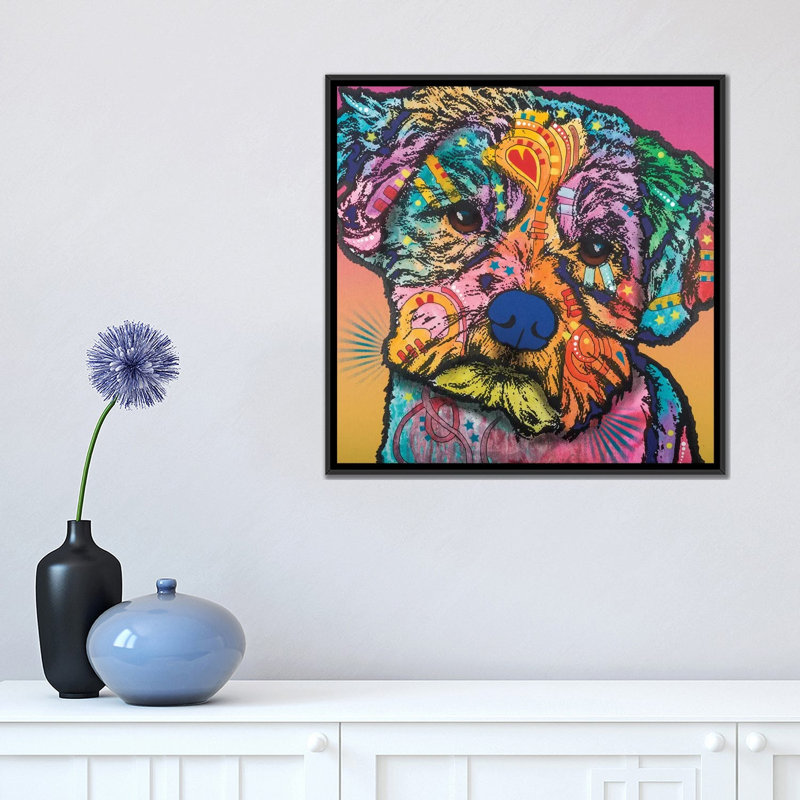 « quincy », impression sur toile, H 18 po x l 18 po x P 1,5 po, Toile avec cadre noir, Pas de tapis