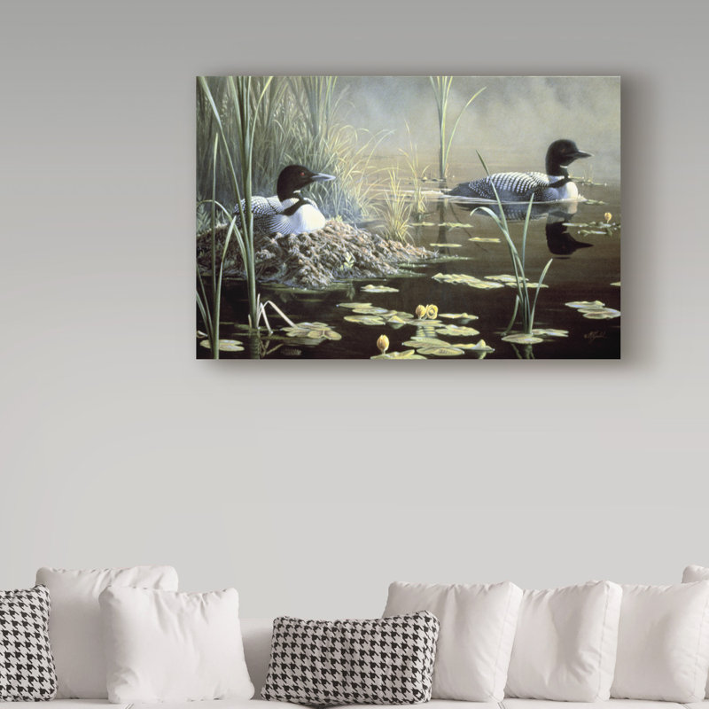 Berrien Nesting Loons - Impression sur toile tendue, H 30 po x l 47 po x P 2 po