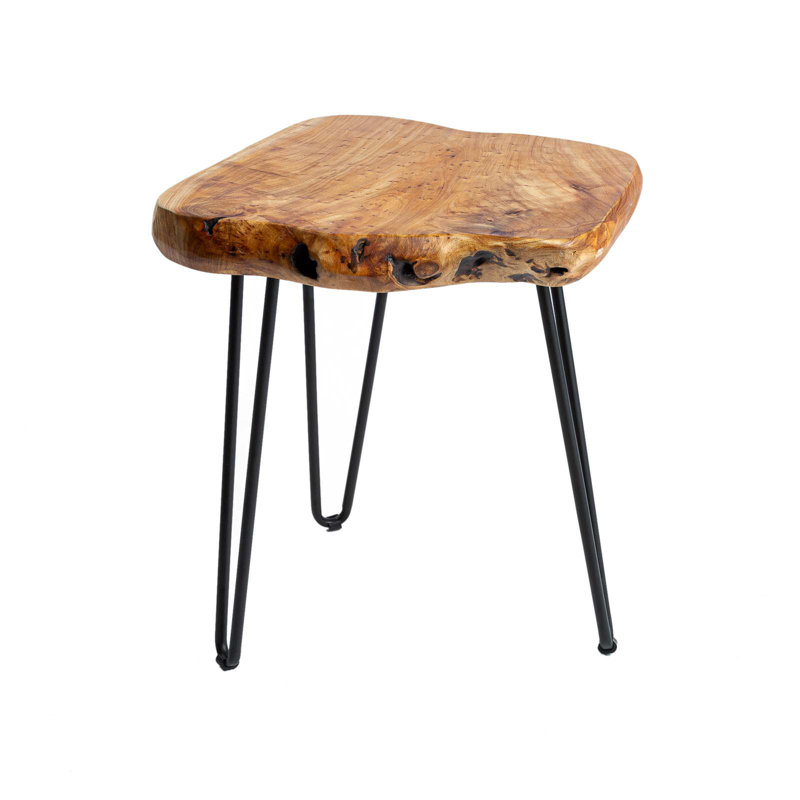 Table de bout en bois massif 3 pieds Barlo, H 16 po x l 14 po x P 14 po