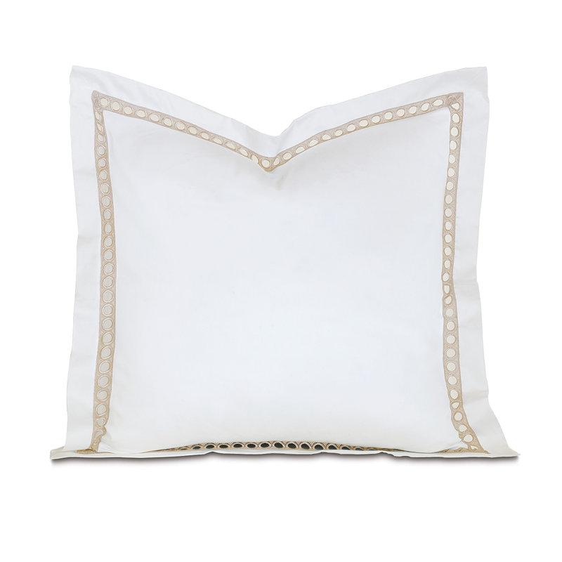 Celine Cotton Pillow Sham, Euro, White/Champagne