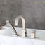Robinet de baignoire cascade à fixation sur plateau en nickel brossé avec 3 robinets de baignoire romaine, douche à main et boyau de 59 po, cartouche en céramique solide fixée solidement-121598768