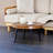 23.6" Round Wood Grain Coffee Table – Black Metal Legs & Adjustable Feet-1345824867-1345824879