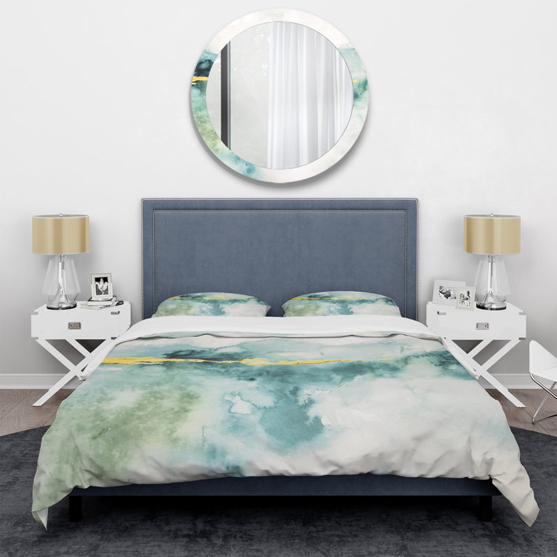Ensemble de housse de couette abstrait - Microfibre moderne et contemporain, Housse simple + 1 taie décorative