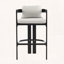 Ensemble de 2 tabourets de comptoir d'extérieur en aluminium avec cadre noir et coussin gris Pula