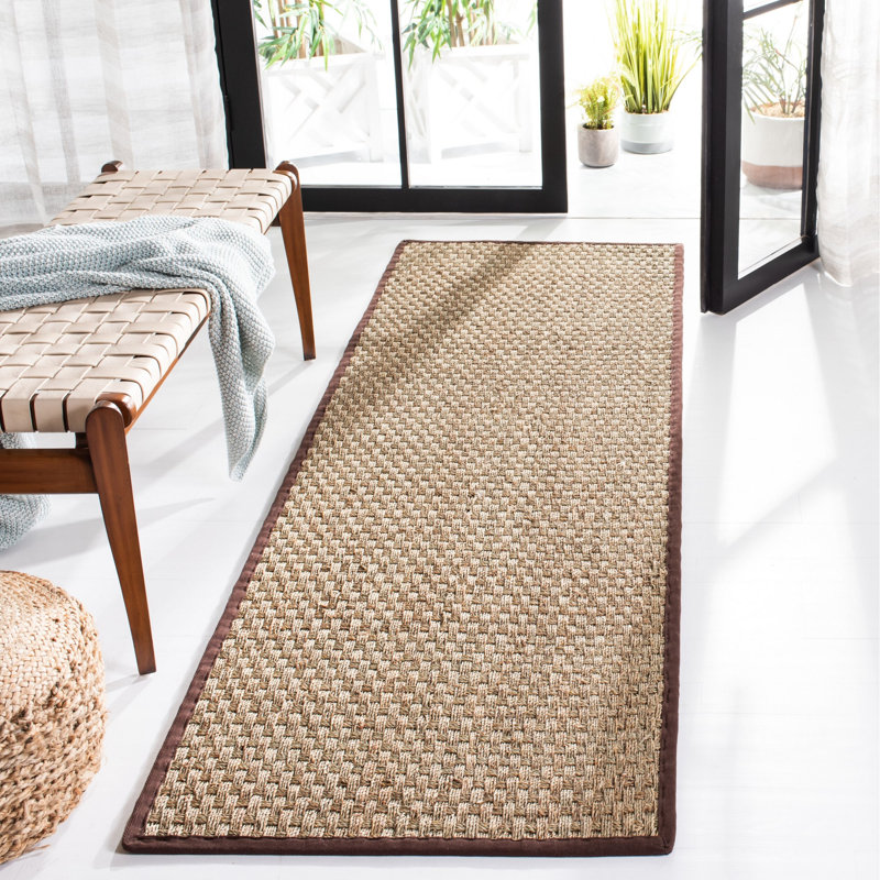 Debroh Natural Fiber Seagrass Solid Color Rug, Runner 2'6" x 10'