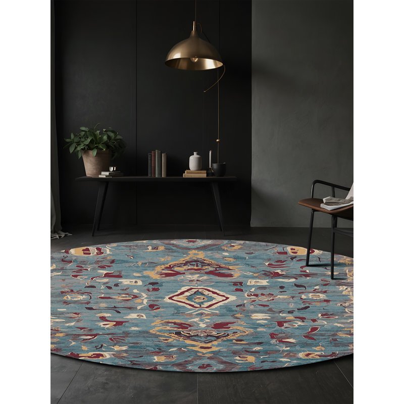 Tapis gris lavable à la machine, Rond 7 pi