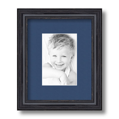 Black Wood Matte Picture Frame with Mat