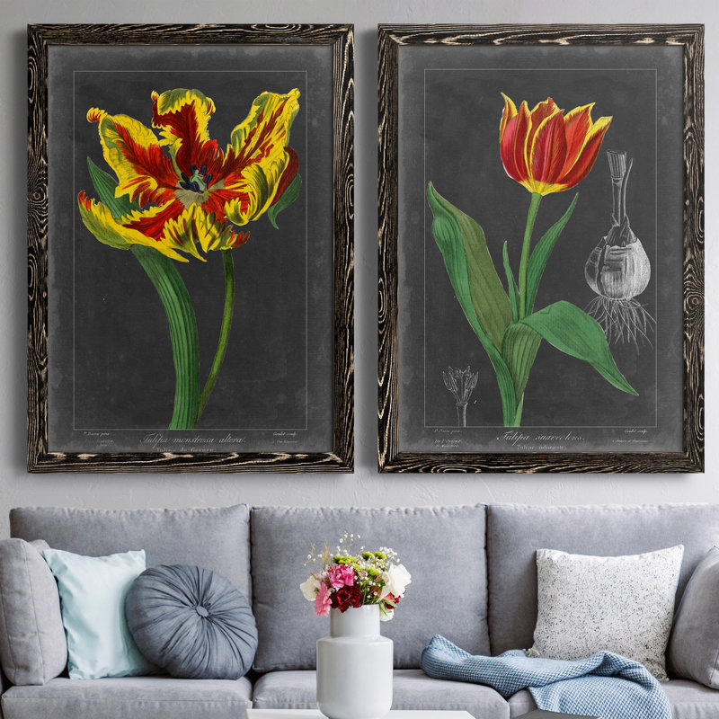 «Midnight Tulip II», reproduction encadrée de qualité supérieure - prête à être accrochée, H 31,5 po x l 47 po x P 1,5 po