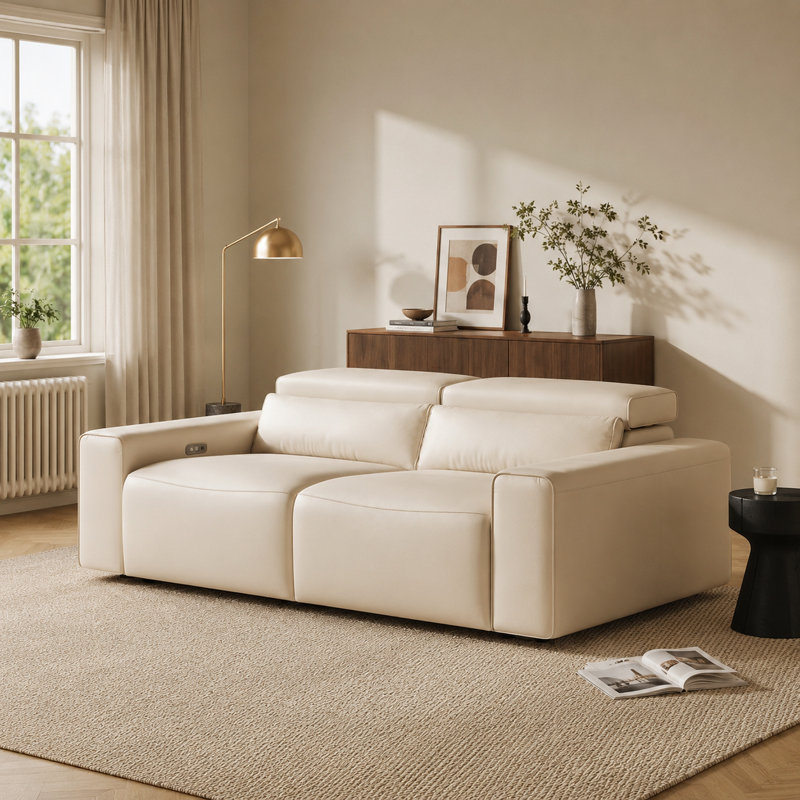 Canapé inclinable électrique Benjamin, 28.5" H x 77" W x 40.5" D, Beige