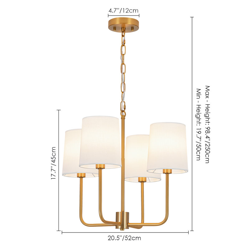 Montelle 4-Light Dimmable Fabric Shade Chandelier
