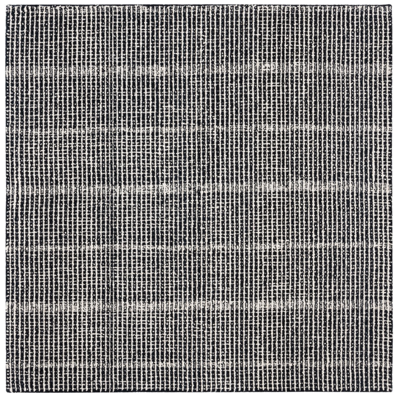 Moustapha Abstract Hand Tufted Wool/Cotton Striped Rug in Ivory/Black, Rectangle 10' x 14'